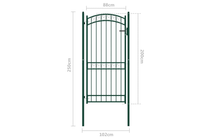 Puutarhaportti kaareva yläosa teräs 100x200 cm vihreä - Talo & remontointi - Näkösuojat & aitaukset - Portti
 - Takorautaportti & rautaportti