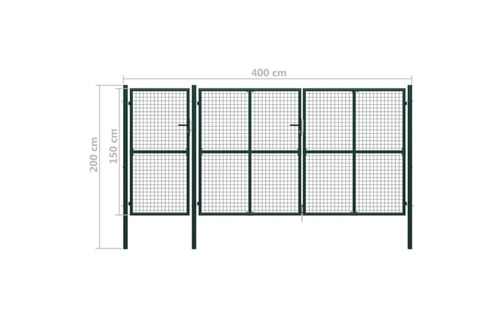 Puutarhaportti teräs 400x150 cm vihreä - Vihreä - Talo & remontointi - Näkösuojat & aitaukset - Portti
 - Takorautaportti & rautaportti