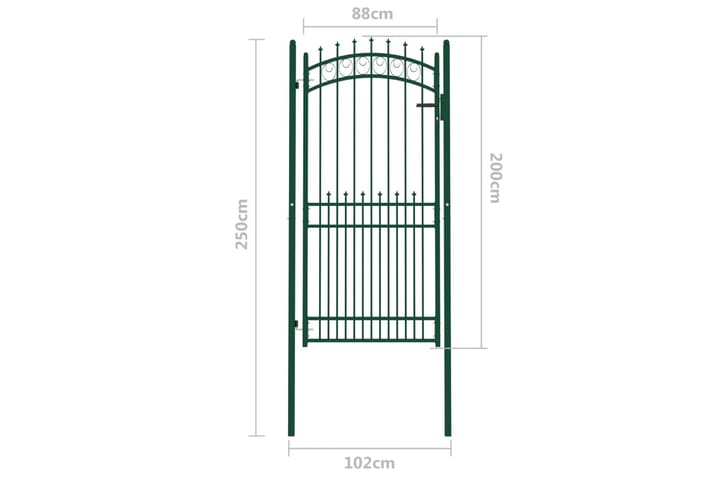 Puutarhaportti piikeillä teräs 100x200 cm vihreä - Talo & remontointi - Näkösuojat & aitaukset - Portti
 - Takorautaportti & rautaportti