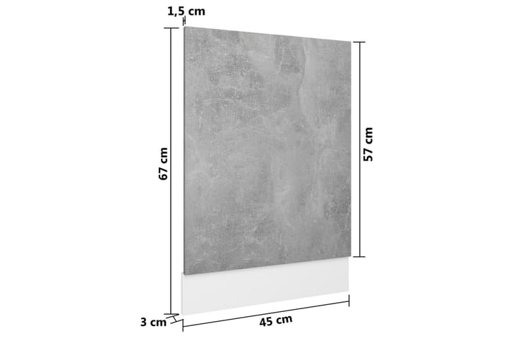 Astianpesukoneen paneeli betoninharmaa 45x3x67 cm lastulevy - Harmaa - Lattia & seinäpinnat