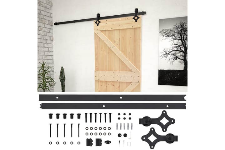 Liukuovi asennustarvikkeineen 100x210 cm täysi mänty - Ruskea - Talo & remontointi - Rakentaminen - Ovet - Liukuovi