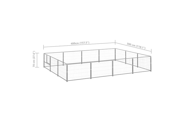 Koiranhäkki hopea 12 m² teräs - Hopea - Urheilu & vapaa-aika - Eläimille - Koira - Koiraportti & koira-aitaus