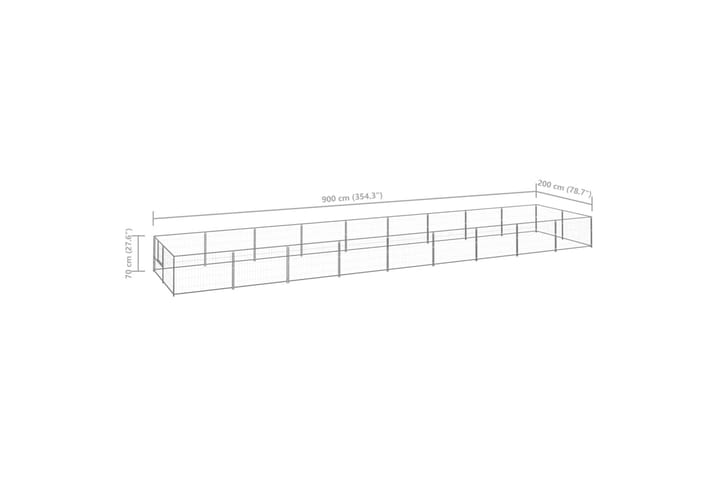 Koiranhäkki hopea 18 m² teräs - Hopea - Urheilu & vapaa-aika - Eläimille - Koira - Koiraportti & koira-aitaus