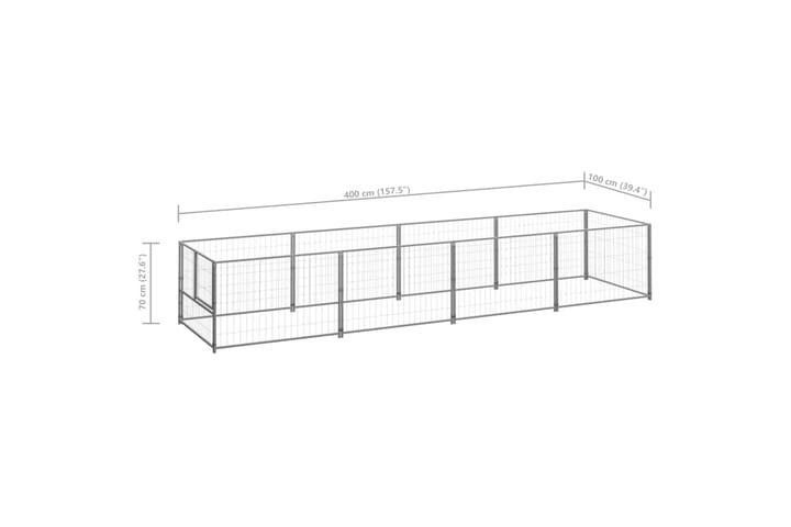 Koiranhäkki hopea 4 m² teräs - Hopea - Urheilu & vapaa-aika - Eläimille - Koira - Koiraportti & koira-aitaus