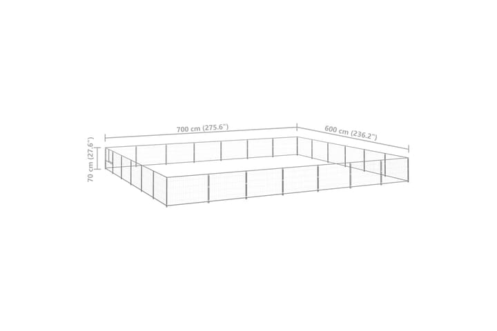 Koiranhäkki hopea 42 m² teräs - Hopea - Urheilu & vapaa-aika - Eläimille - Koira - Koiraportti & koira-aitaus