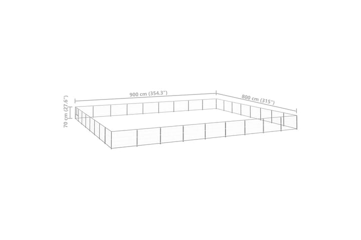 Koiranhäkki hopea 72 m² teräs - Hopea - Urheilu & vapaa-aika - Eläimille - Koira - Koiraportti & koira-aitaus