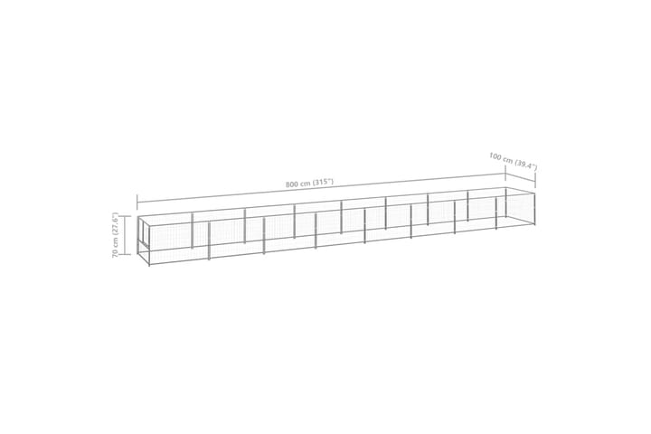 Koiranhäkki hopea 8 m² teräs - Hopea - Urheilu & vapaa-aika - Eläimille - Koira - Koiraportti & koira-aitaus