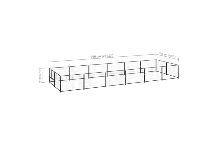 Koiranhäkki musta 12 m² teräs - Musta - Urheilu & vapaa-aika - Eläimille - Koira - Koirien kalusteet