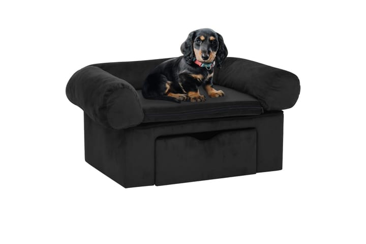 Koiran sohva vetolaatikolla musta 75x50x38 cm plyysi - Musta - Koiran peti & koiran sänky - Koirien kalusteet