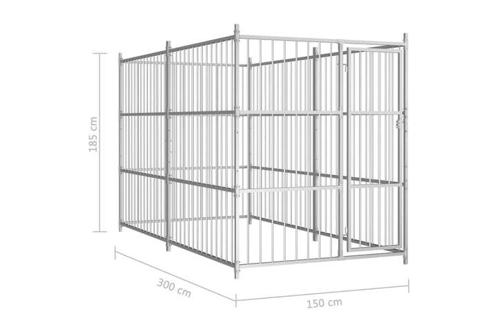 Koiran ulkohäkki 300x150x185 cm - Hopea - Koirien kalusteet - Koirankoppi & koiratarha