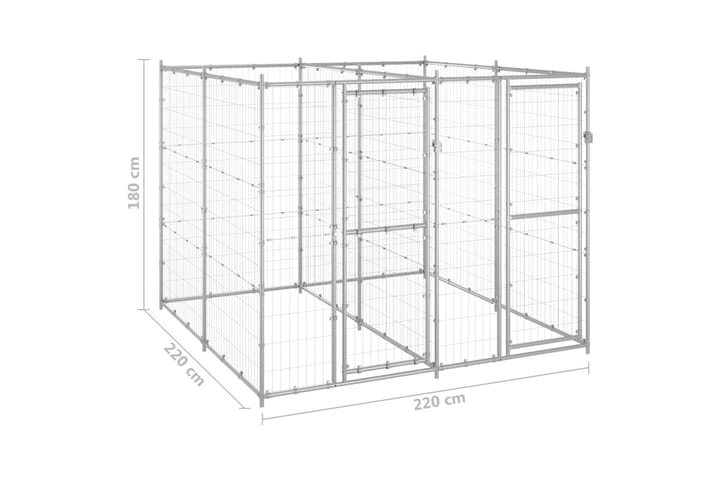 Koiran ulkohäkki galvanoitu teräs 4,84 m² - Koirien kalusteet - Koiraportti & koira-aitaus