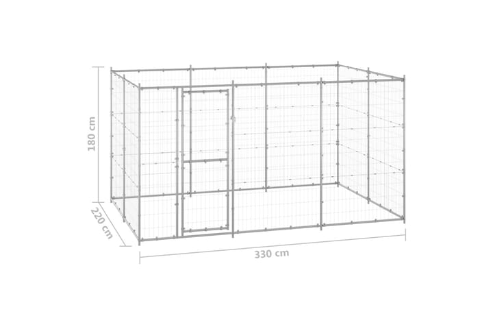 Koiran ulkohäkki galvanoitu teräs 7,26 m² - Urheilu & vapaa-aika - Eläimille - Koira - Koirien kalusteet