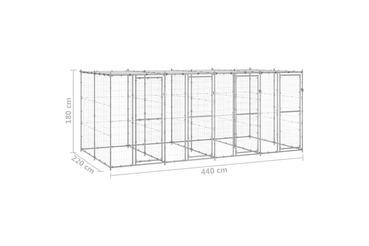 Koiran ulkohäkki katolla galvanoitu teräs 9,68 m² - Urheilu & vapaa-aika - Eläimille - Koira - Koirien kalusteet