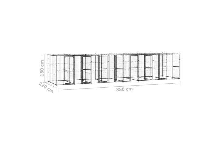 Koiran ulkohäkki katolla teräs 19,36 m² - Urheilu & vapaa-aika - Eläimille - Koira - Koirien kalusteet