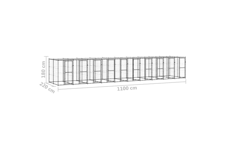 Koiran ulkohäkki katolla teräs 24,2 m² - Urheilu & vapaa-aika - Eläimille - Koira - Koirien kalusteet