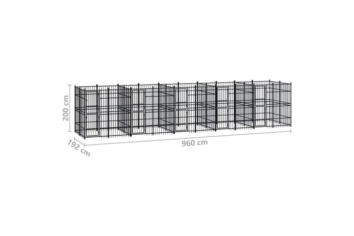 Koiran ulkohäkki teräs 18,43 m² - Musta - Urheilu & vapaa-aika - Eläimille - Koira - Koirien kalusteet