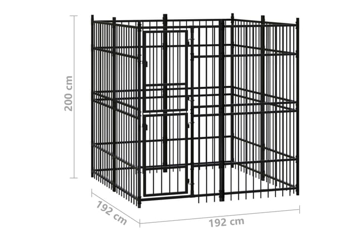 Koiran ulkohäkki teräs 3,69 m² - Musta - Urheilu & vapaa-aika - Eläimille - Koira - Koirien kalusteet