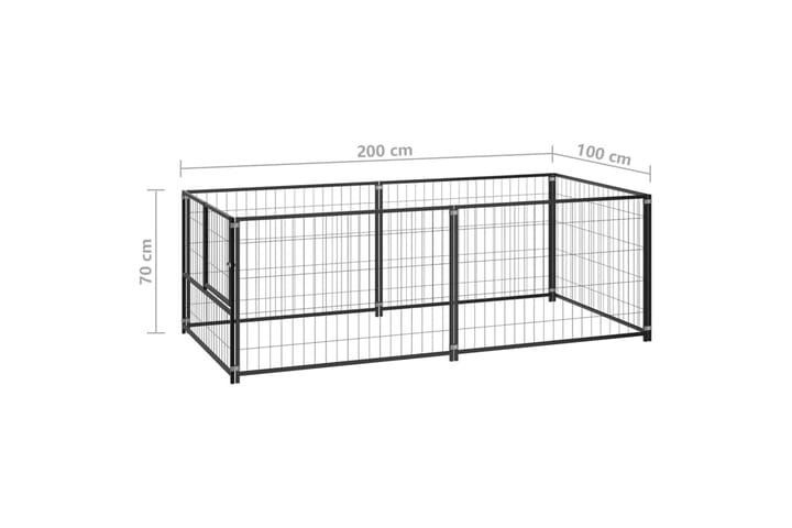 Koiranhäkki musta 200x100x70 cm teräs - Musta - Urheilu & vapaa-aika - Eläimille - Koira - Koirien kalusteet