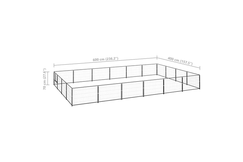 Koiranhäkki musta 24 m² teräs - Musta - Koirien kalusteet - Koiraportti & koira-aitaus