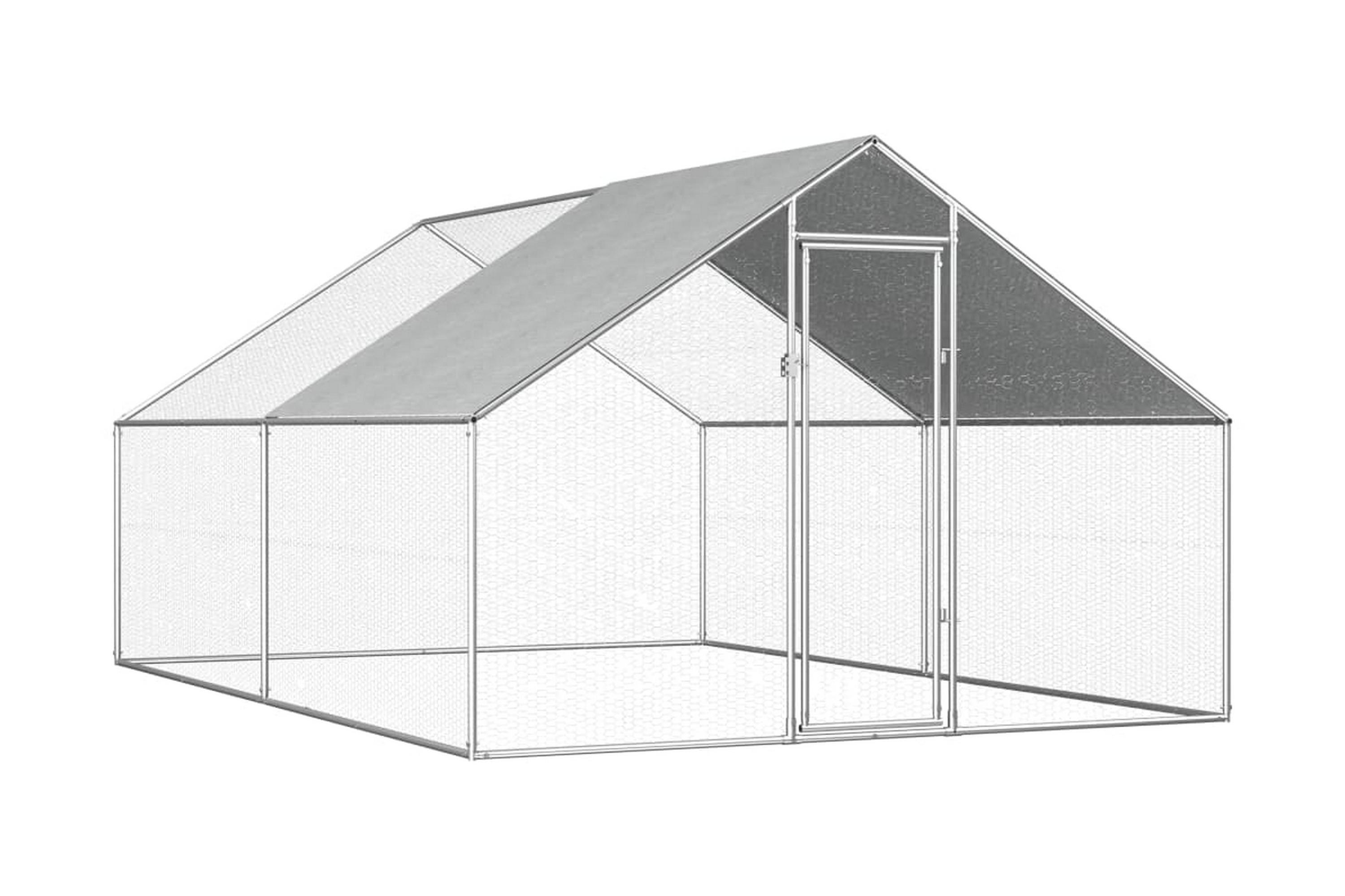 Ulkotilan kanahäkki galvanoitu teräs 2,75x4x1,92 m - Hopea