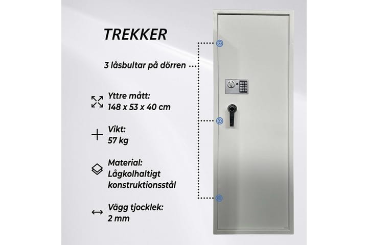 Trekker Asekaappi 10 Aseelle, AS1000 V2 - Musta - Metsästysaseet