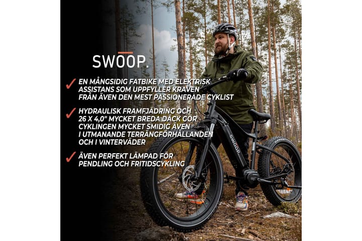 Swoop Fatbike Attacker Sähköpyörä, 26 - Musta - Urheilu & vapaa-aika - Ulkoilu - Polkupyörät - Potkulauta & potkupyörä