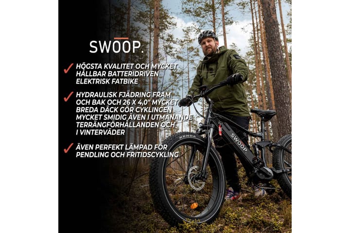 Swoop Fatbike Ranger Sähköpyörä, 26 - Musta - Urheilu & vapaa-aika - Ulkoilu - Polkupyörät - Sähköpyörä