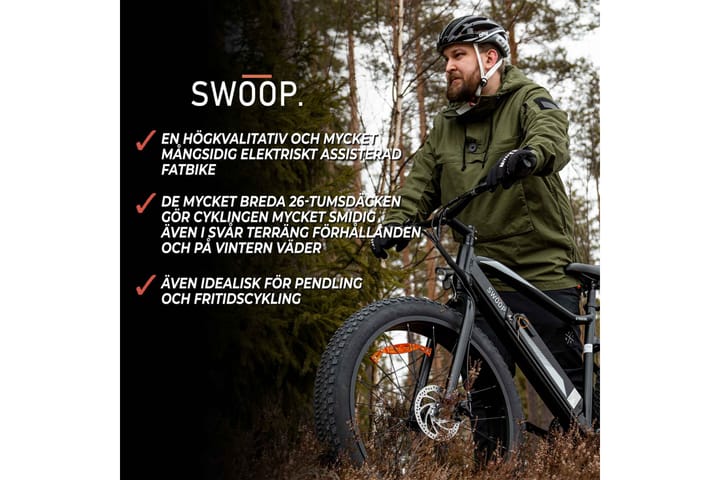 Swoop Fatbike Striker Sähköpyörä, 26 - Musta - Urheilu & vapaa-aika - Ulkoilu - Polkupyörät - Sähköpyörä