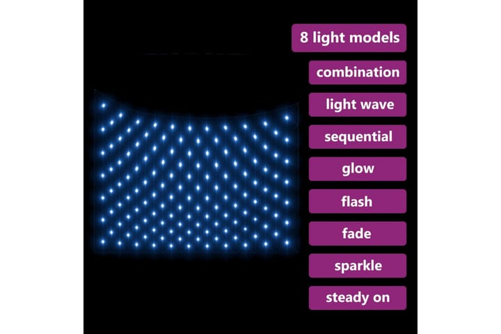 Jouluvaloverkko sininen 3x2 m 204 LED-valoa ulos/sisälle - Sininen - Valaistus - Jouluvalaistus - Jouluvalot ulos