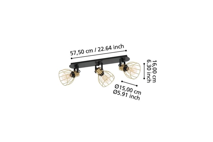 Spotlight Eglo Sambatello 3 lamppua - Musta/Messinki - Valaistus - Hehkulamppu & polttimo - Spottivalaisin & alasvalo - Seinäspotti