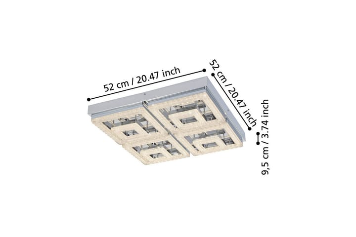 Kattovalaisin Eglo Fradelo 520x520 mm - Kromi/Harmaa - Valaistus - Sisävalaistus & lamput - Erikoisvalaisin - Riisipaperivalaisin