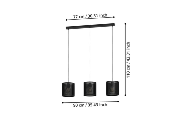 Riippuvalaisin Eglo Manby 3 lamppua - Musta - Valaistus - Sisävalaistus & lamput - Ikkunavalaisimet - Ikkunavalaisin riippuva