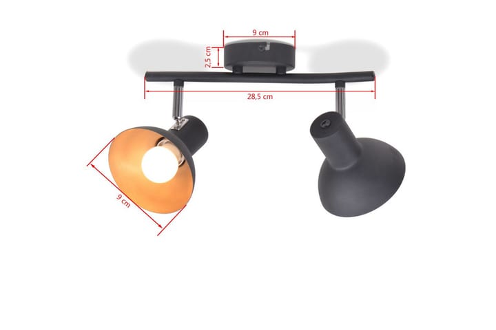 Kattovalaisin 2 polttimolla E27 musta ja kulta - Monivärinen - Valaistus - Sisävalaistus & lamput - Kattovalaisin